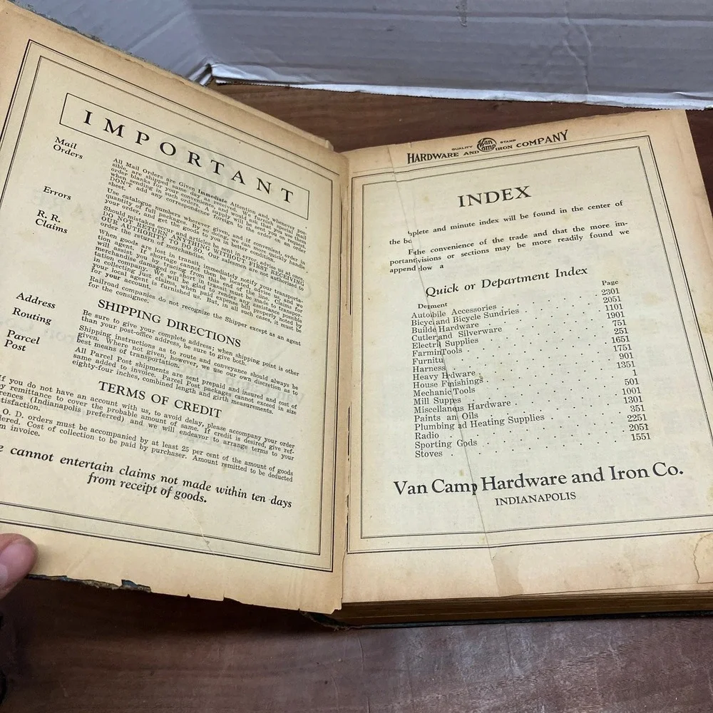 Van Camp General Hardware Catalogue No 933 1930s Indianapolis NRA Era Hardcover